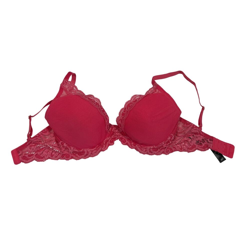Natori Feathers Plunge Bra in Hot Pink Women's Size 32DD Style 730023 Lace Sexy